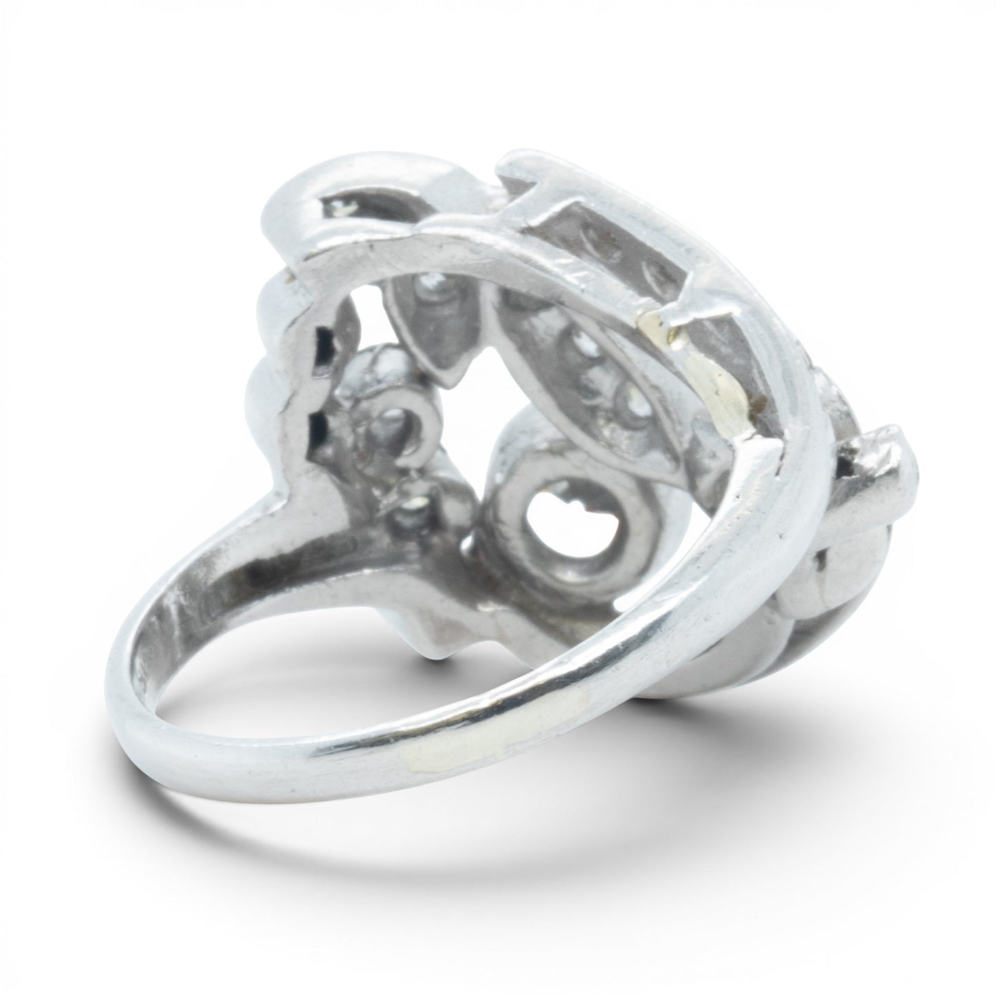 Antique Platinum 900 Old Mine Diamond Floral Ring 1.00ctw H SI1 Size 5.5