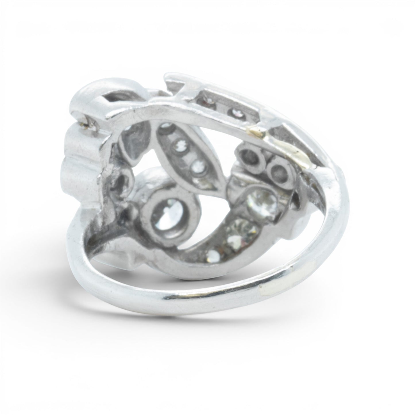 Antique Platinum 900 Old Mine Diamond Floral Ring 1.00ctw H SI1 Size 5.5