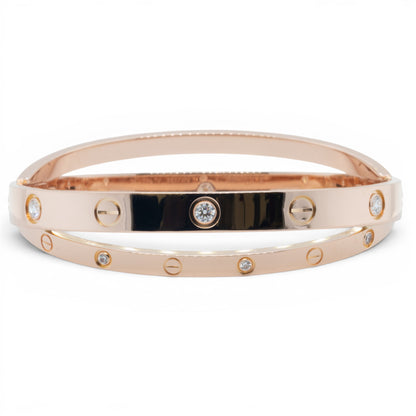 Cartier DOUBLE Love Bracelet 12 DIAMOND 18k Rose Gold Size 16 BAG BOX & RECEIPT