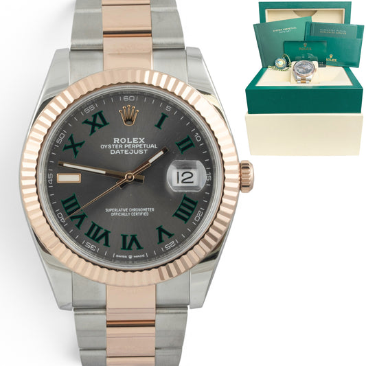 2021 Rolex DateJust Two-Tone 18k Rose Gold WIMBLEDON 41mm 126331 BOX + PAPERS
