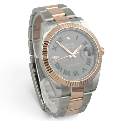 2021 Rolex DateJust Two-Tone 18k Rose Gold WIMBLEDON 41mm 126331 BOX + PAPERS