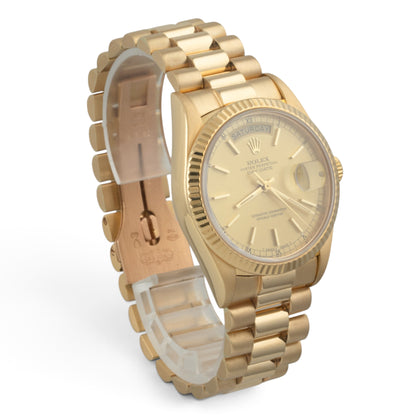 1985 Rolex Day-Date President 18038 Champagne 18k Yellow Gold 36mm Watch w/ BOX