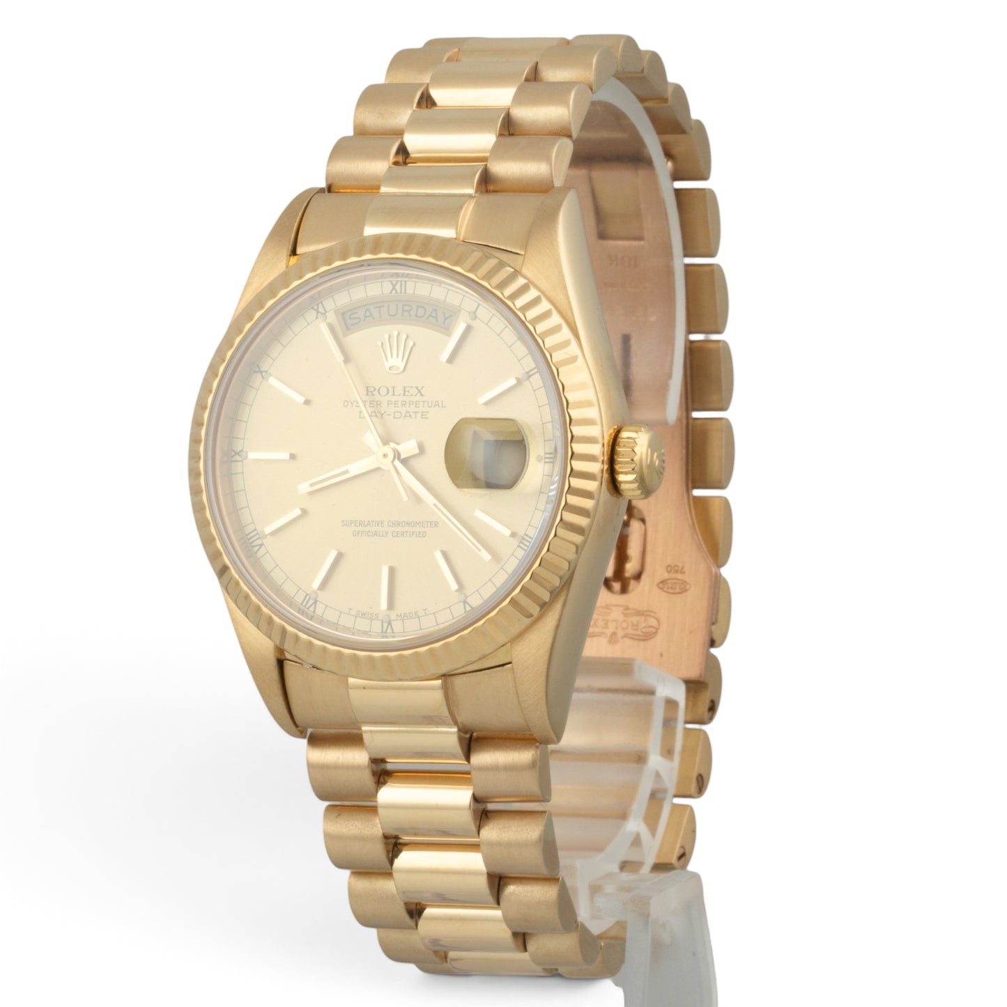 1985 Rolex Day-Date President 18038 Champagne 18k Yellow Gold 36mm Watch w/ BOX