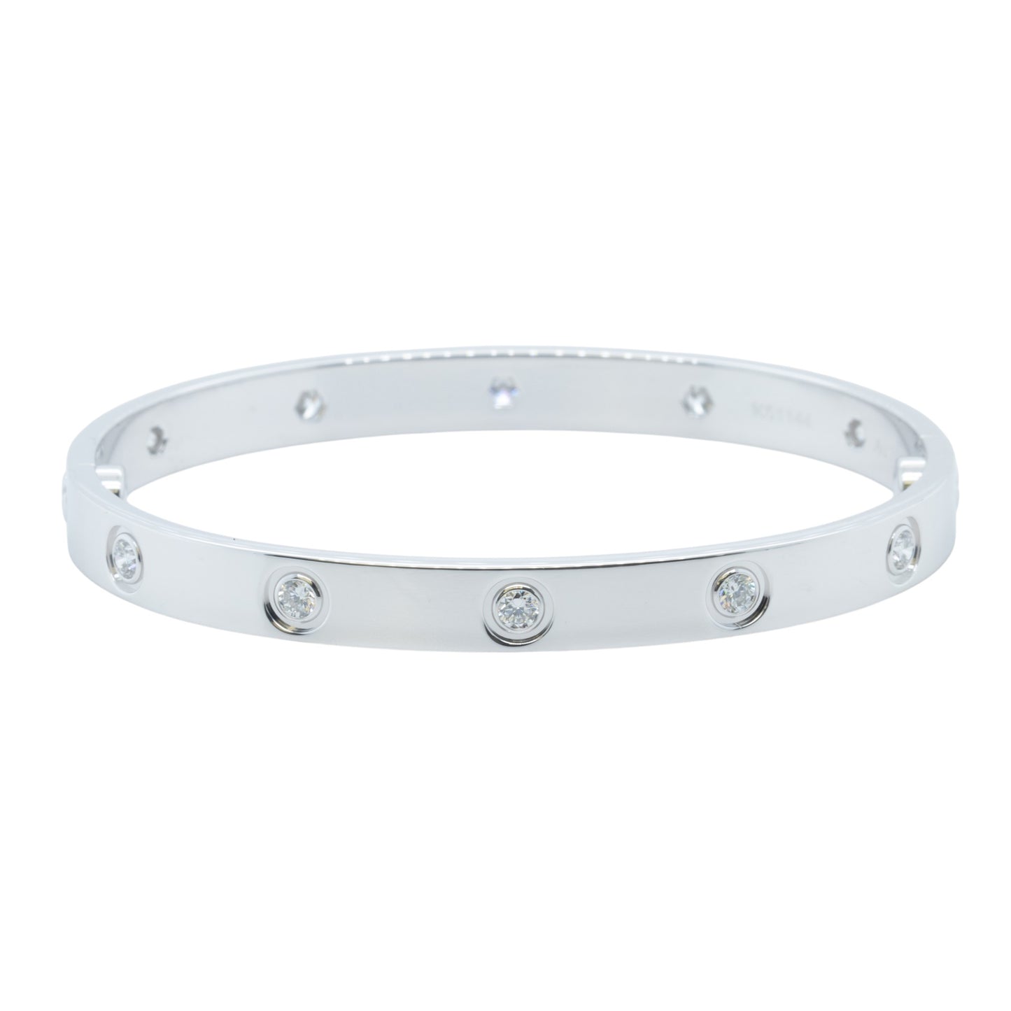 2026 Cartier LOVE 18k White Gold 10 Diamond Classic Bracelet SZ 17 BOX & CERT