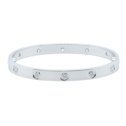 2026 Cartier LOVE 18k White Gold 10 Diamond Classic Bracelet SZ 17 BOX & CERT