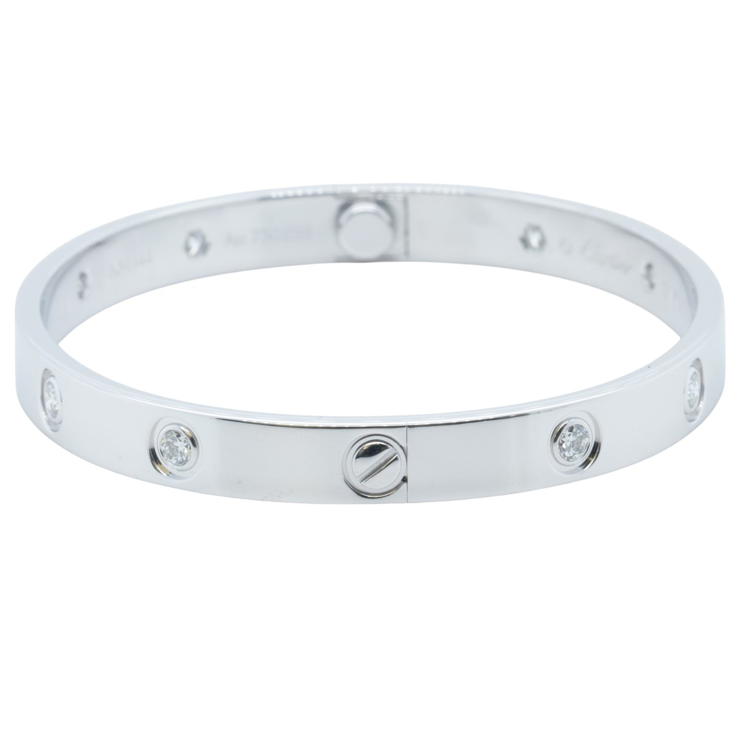 2026 Cartier LOVE 18k White Gold 10 Diamond Classic Bracelet SZ 17 BOX & CERT