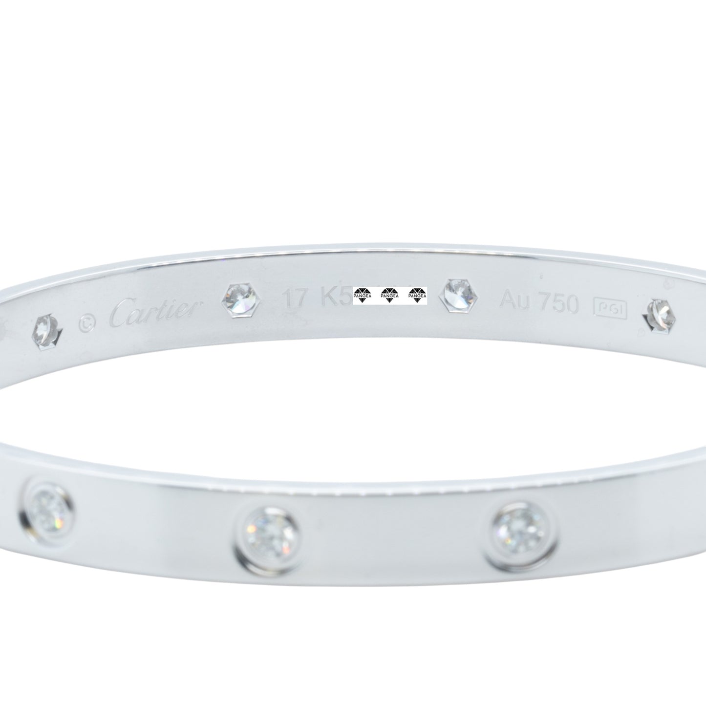 2026 Cartier LOVE 18k White Gold 10 Diamond Classic Bracelet SZ 17 BOX & CERT