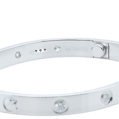 2026 Cartier LOVE 18k White Gold 10 Diamond Classic Bracelet SZ 17 BOX & CERT