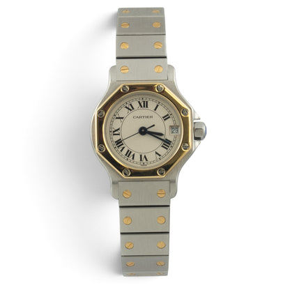 Cartier Santos de Octagon 187903 18k Gold Stainless Steel 25mm Ladies BOX PAPERS