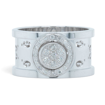 Gucci GG Icon Twirl 18k White Gold Diamond 11mm Band 0.16ctw 7.6g Ring Size 6
