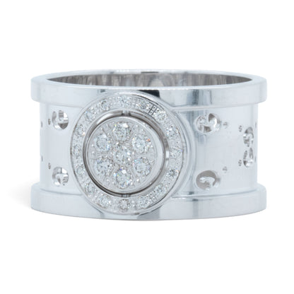 Gucci GG Icon Twirl 18k White Gold Diamond 11mm Band 0.16ctw 7.6g Ring Size 6