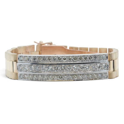 14k Yellow Gold Diamond President Link 14mm Bracelet 3.35ctw G-H SI1 7.5" 68.5g