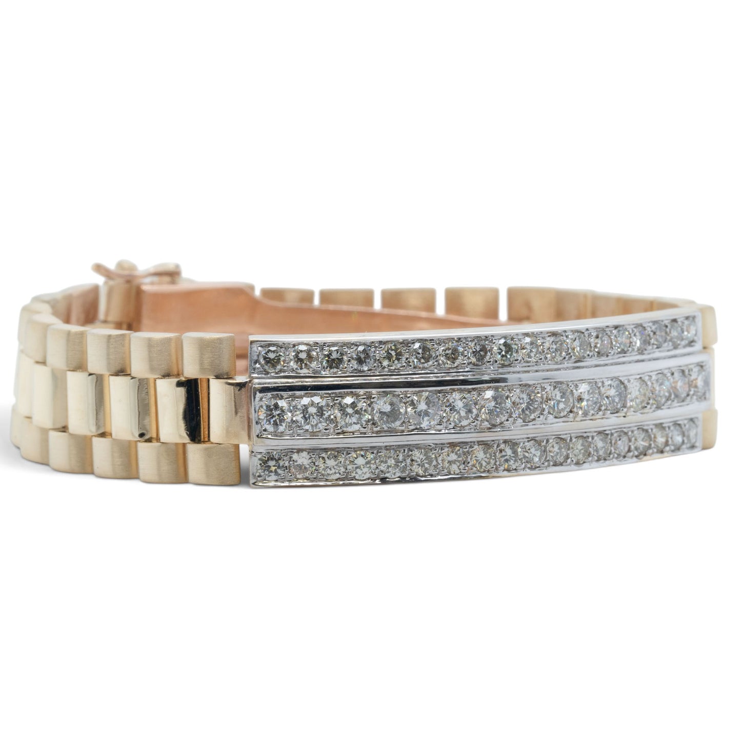 14k Yellow Gold Diamond President Link 14mm Bracelet 3.35ctw G-H SI1 7.5" 68.5g