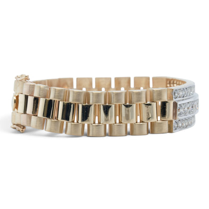 14k Yellow Gold Diamond President Link 14mm Bracelet 3.35ctw G-H SI1 7.5" 68.5g