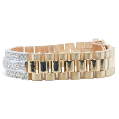 14k Yellow Gold Diamond President Link 14mm Bracelet 3.35ctw G-H SI1 7.5" 68.5g