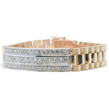 14k Yellow Gold Diamond President Link 14mm Bracelet 3.35ctw G-H SI1 7.5" 68.5g