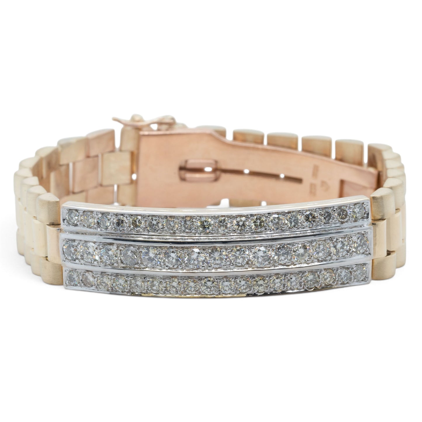 14k Yellow Gold Diamond President Link 14mm Bracelet 3.35ctw G-H SI1 7.5" 68.5g