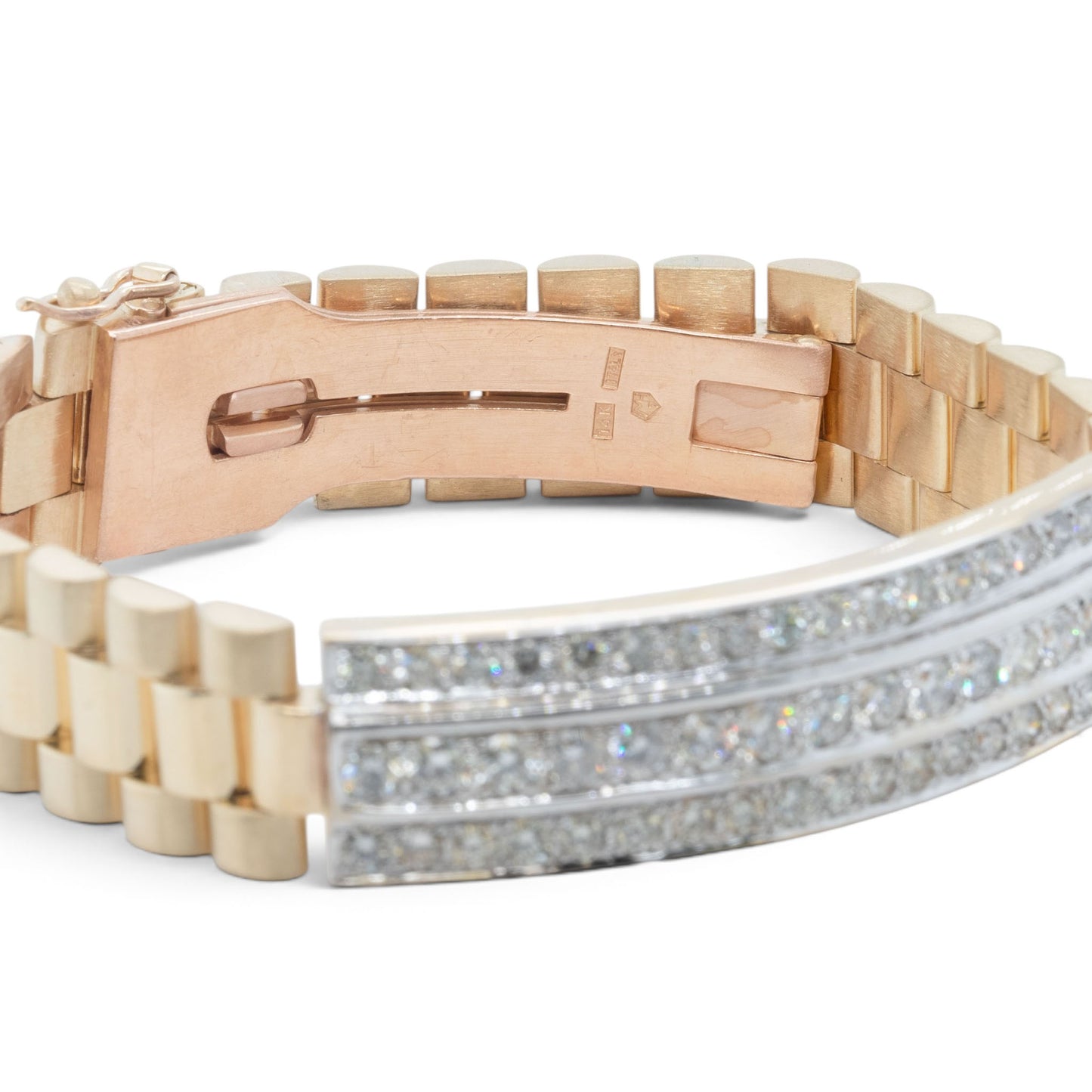 14k Yellow Gold Diamond President Link 14mm Bracelet 3.35ctw G-H SI1 7.5" 68.5g
