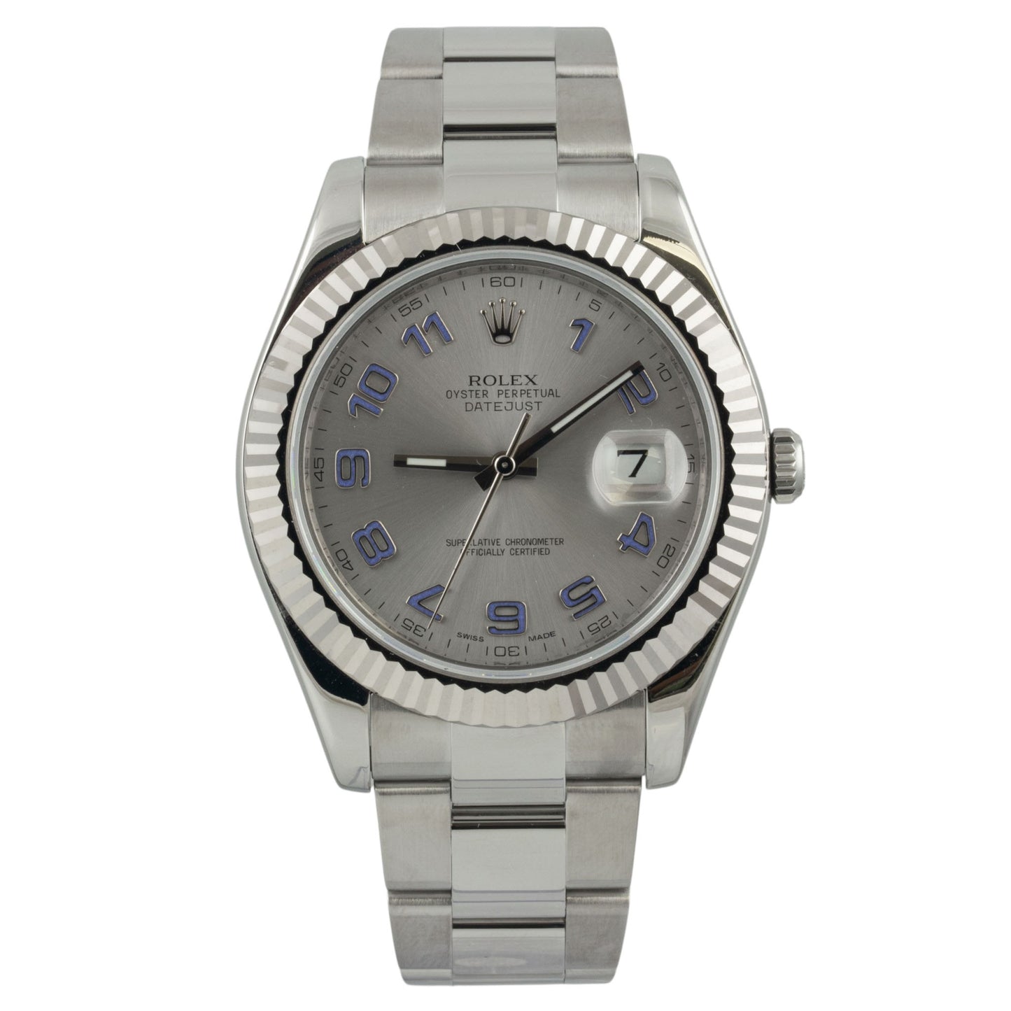 2025 RSC Rolex DateJust II 41mm Steel Silver Blue Arabic 116334 BOX + PAPERS