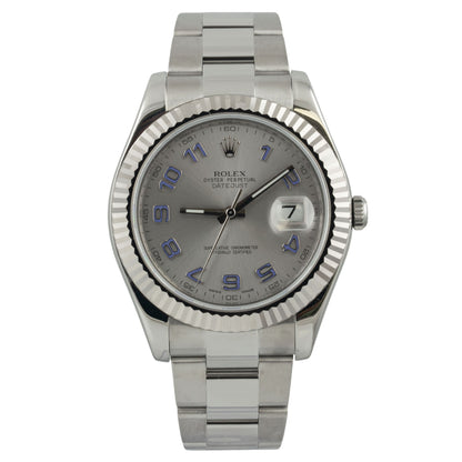 2025 RSC Rolex DateJust II 41mm Steel Silver Blue Arabic 116334 BOX + PAPERS