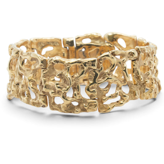 Arthur King Lost-Wax Casting Molten Freeform Brutalist 18k Yellow Gold Bracelet