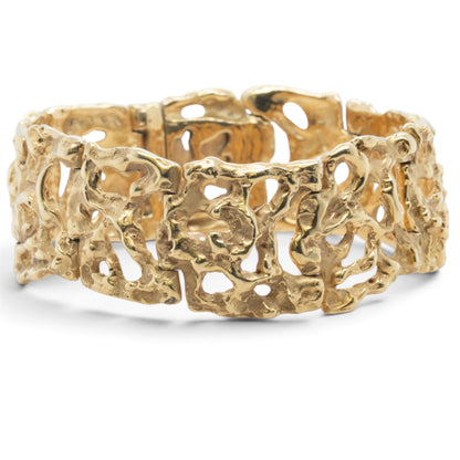 Arthur King Lost-Wax Casting Molten Freeform Brutalist 18k Yellow Gold Bracelet