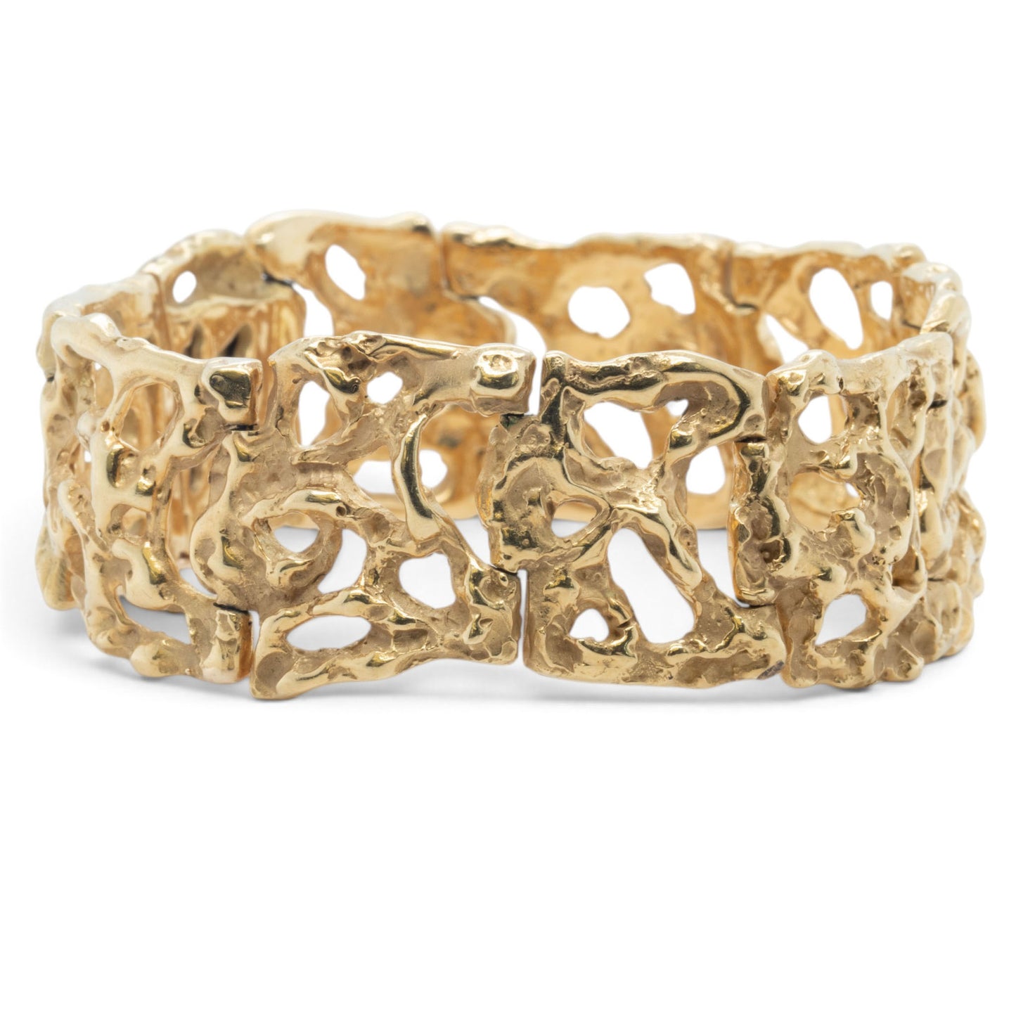 Arthur King Lost-Wax Casting Molten Freeform Brutalist 18k Yellow Gold Bracelet