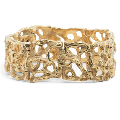 Arthur King Lost-Wax Casting Molten Freeform Brutalist 18k Yellow Gold Bracelet