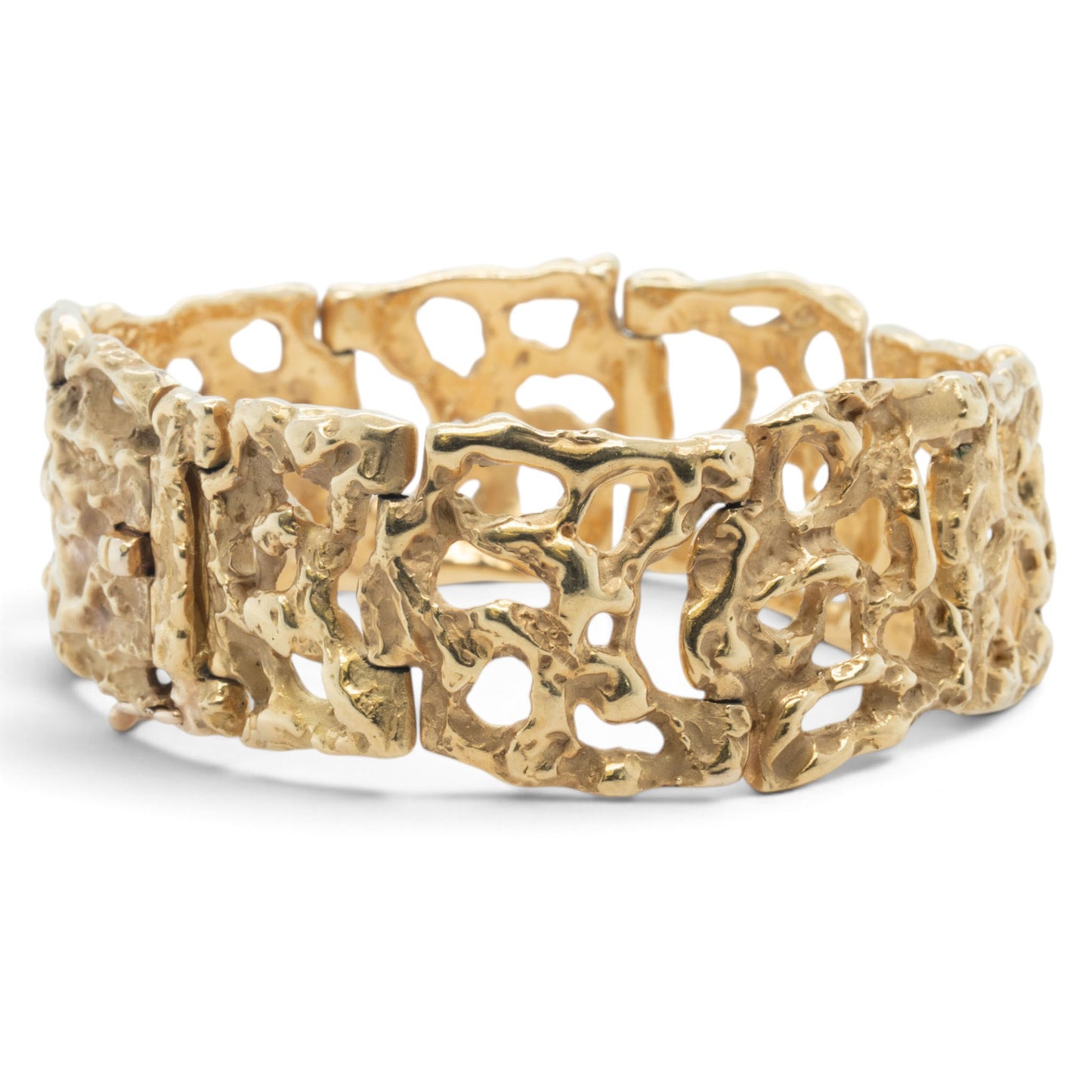 Arthur King Lost-Wax Casting Molten Freeform Brutalist 18k Yellow Gold Bracelet