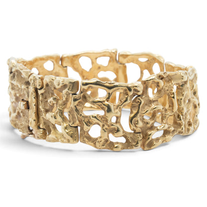 Arthur King Lost-Wax Casting Molten Freeform Brutalist 18k Yellow Gold Bracelet