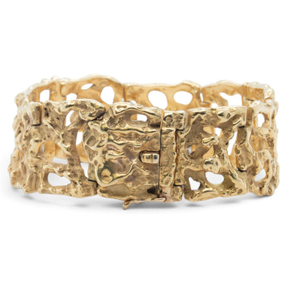Arthur King Lost-Wax Casting Molten Freeform Brutalist 18k Yellow Gold Bracelet