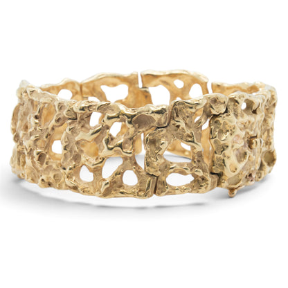 Arthur King Lost-Wax Casting Molten Freeform Brutalist 18k Yellow Gold Bracelet