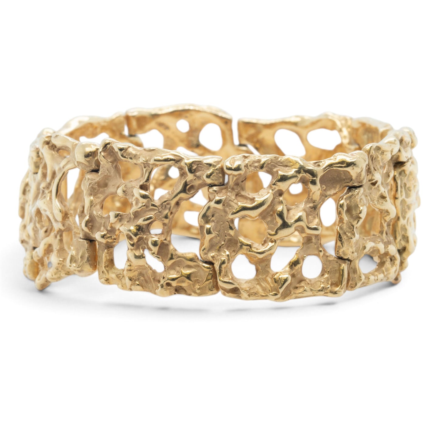 Arthur King Lost-Wax Casting Molten Freeform Brutalist 18k Yellow Gold Bracelet