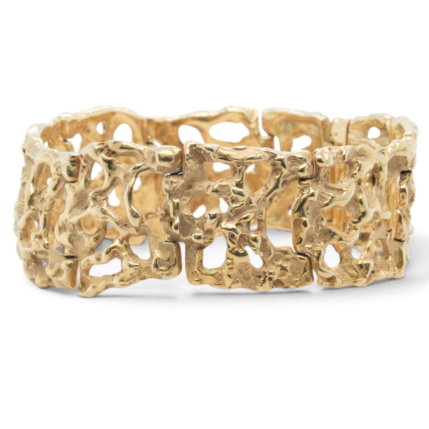 Arthur King Lost-Wax Casting Molten Freeform Brutalist 18k Yellow Gold Bracelet