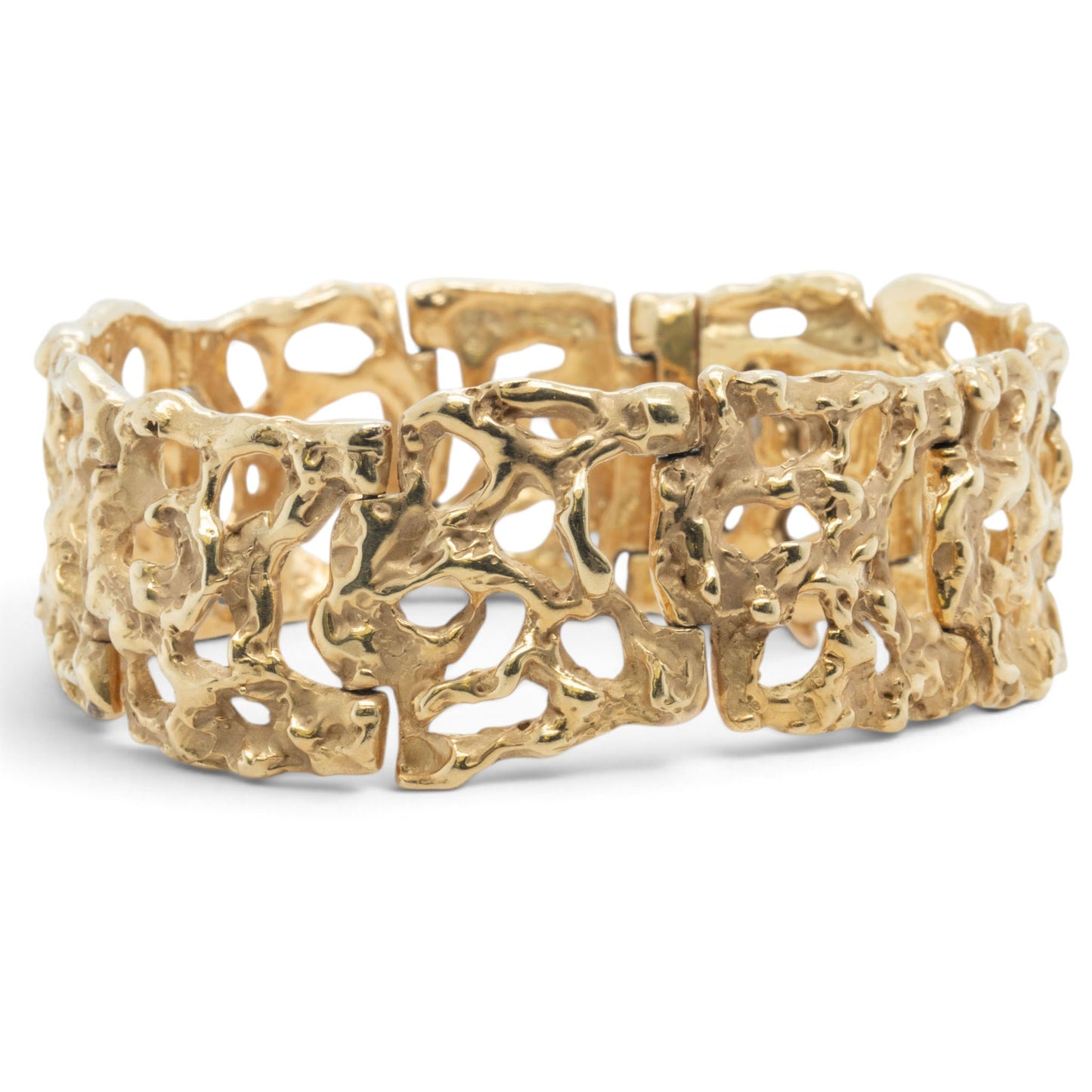 Arthur King Lost-Wax Casting Molten Freeform Brutalist 18k Yellow Gold Bracelet