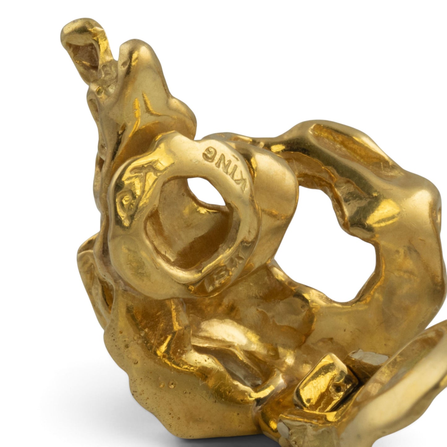 Arthur King Lost-Wax Casting Molten Freeform Brutalist 18k Yellow Gold Earrings