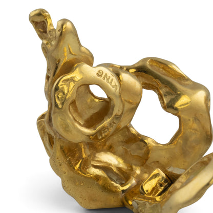 Arthur King Lost-Wax Casting Molten Freeform Brutalist 18k Yellow Gold Earrings