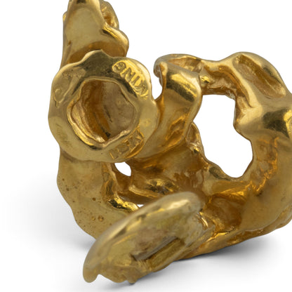 Arthur King Lost-Wax Casting Molten Freeform Brutalist 18k Yellow Gold Earrings