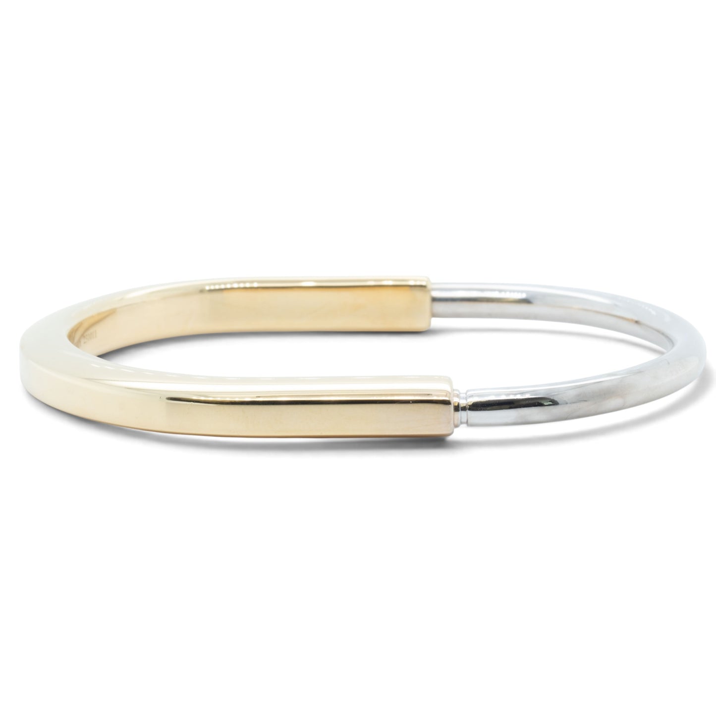 Tiffany & Co. Lock Bangle Two Tone Bracelet 18k White & Yellow Gold ITALY + BOX