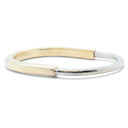 Tiffany & Co. Lock Bangle Two Tone Bracelet 18k White & Yellow Gold ITALY + BOX