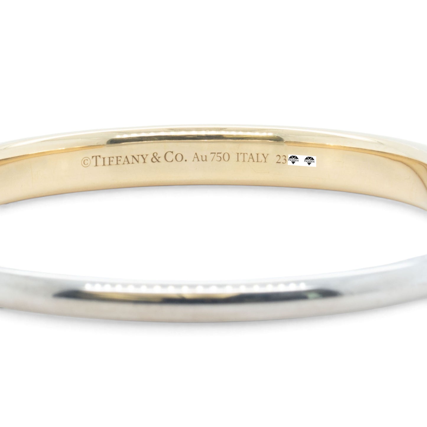 Tiffany & Co. Lock Bangle Two Tone Bracelet 18k White & Yellow Gold ITALY + BOX