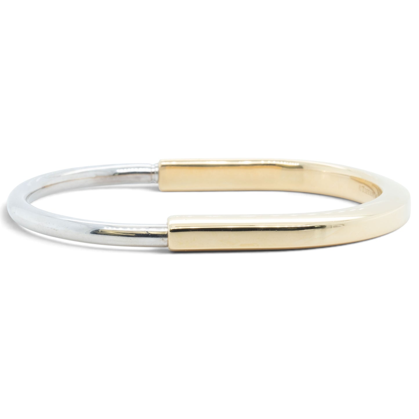 Tiffany & Co. Lock Bangle Two Tone Bracelet 18k White & Yellow Gold ITALY + BOX