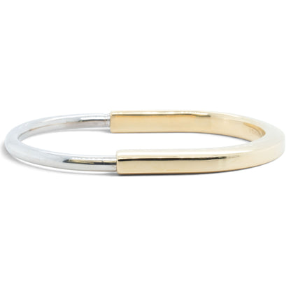 Tiffany & Co. Lock Bangle Two Tone Bracelet 18k White & Yellow Gold ITALY + BOX