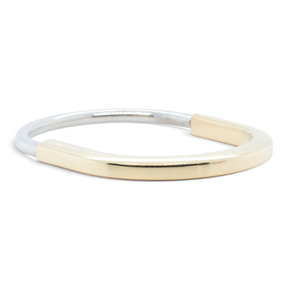 Tiffany & Co. Lock Bangle Two Tone Bracelet 18k White & Yellow Gold ITALY + BOX
