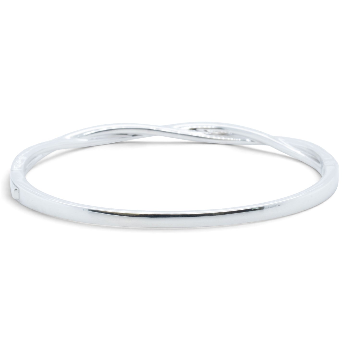 14k White Gold Pave Diamond Crossover Bangle Bracelet 0.95ctw H VS-SI 14g 6.5"