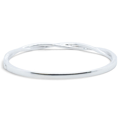 14k White Gold Pave Diamond Crossover Bangle Bracelet 0.95ctw H VS-SI 14g 6.5"