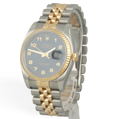 Rolex DateJust 116203 36mm Blue 18k Gold & Stainless Steel Watch 2004 BOX + TAG