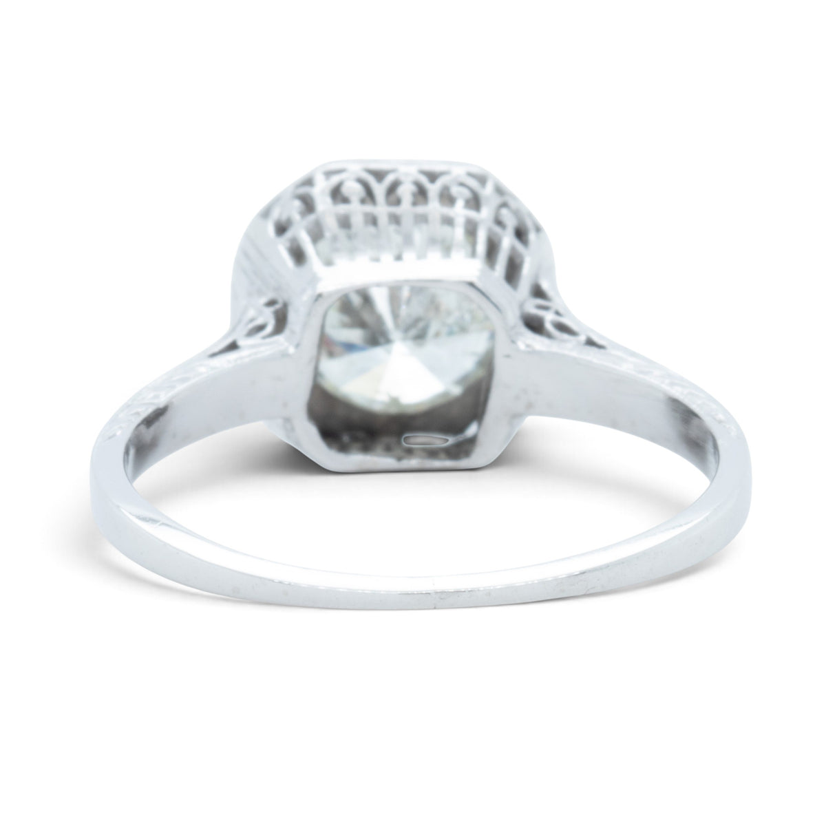Art Deco Style Platinum 900 Solitaire Diamond Ring 1.50ct K I2-I3 Size 7.25