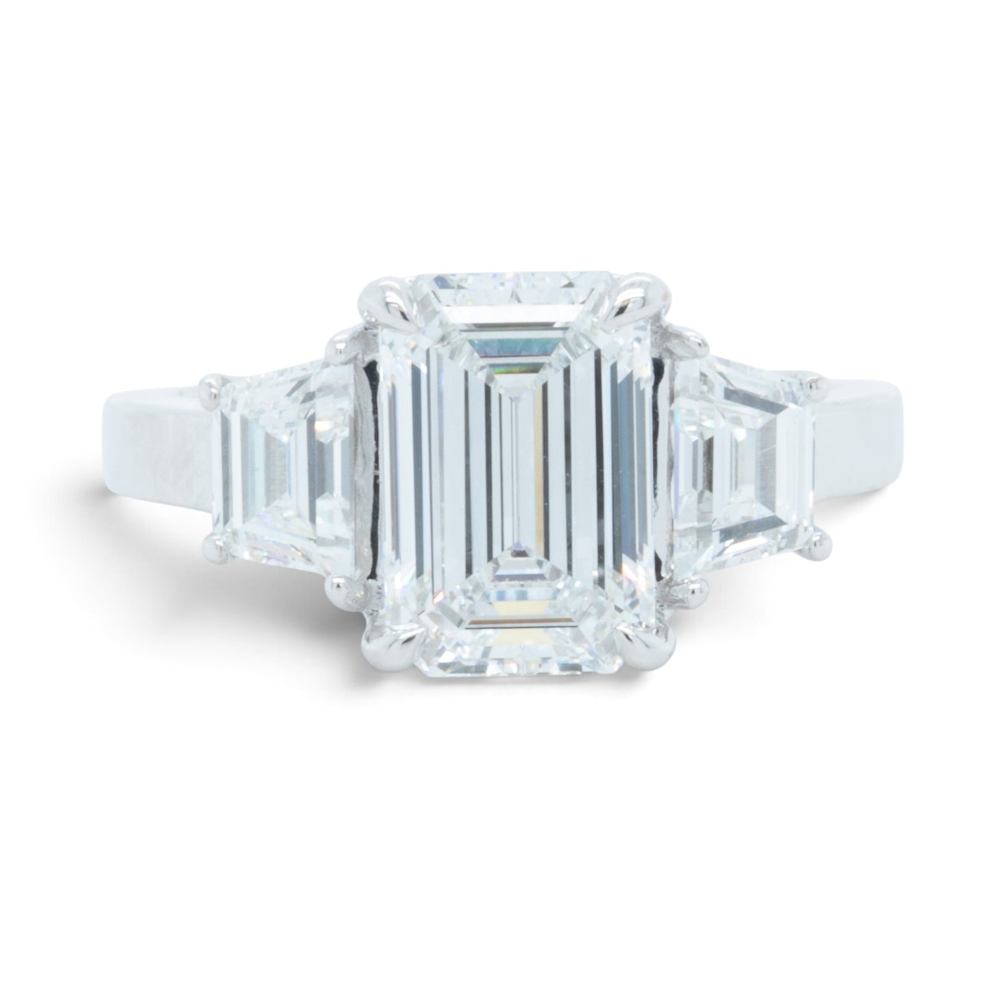 GIA 14k White Gold Lab Grown Diamond Emerald Cut Engagement & Eternity Ring Set