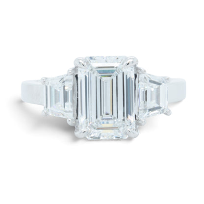 GIA 14k White Gold Lab Grown Diamond Emerald Cut Engagement & Eternity Ring Set